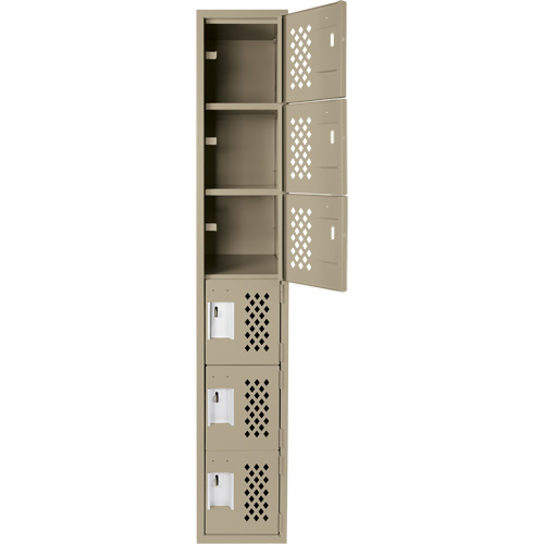 Assembled Lockerettes Clean Line Perforated Economy Lockers, 6 -tier, 18" x 72" x 12", Steel Southpoint Industrial Supply