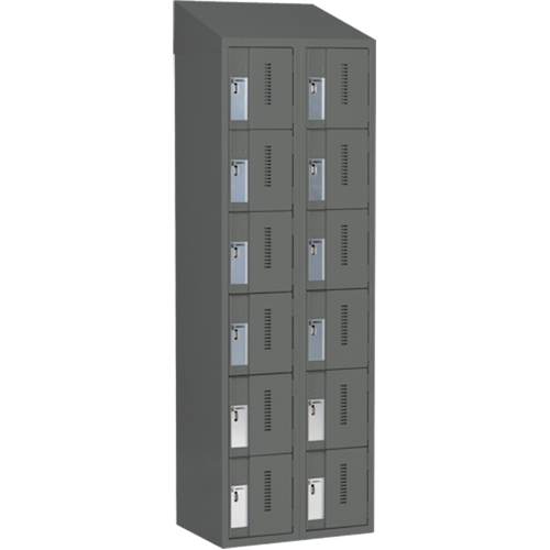 Concorde Heavy-Duty Lockers, 6 -tier, Bank of 2, 24" x 18" x 78", Steel, Charcoal, Welded (Assembled) Southpoint Industrial Supply