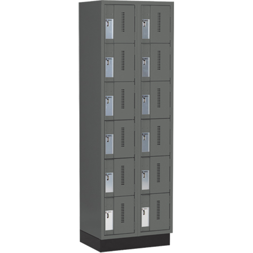 Concorde Heavy-Duty Lockers, 6 -tier, Bank of 2, 24" x 18" x 76", Steel, Charcoal, Welded (Assembled) Southpoint Industrial Supply