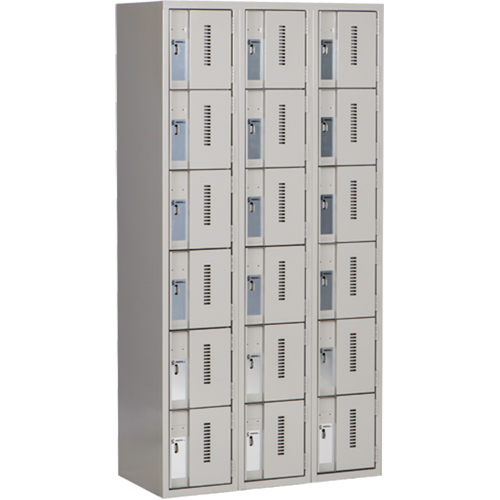 Concorde Heavy-Duty Lockers, 6 -tier, Bank of 3, 36" x 18" x 72", Steel, Grey, Welded (Assembled) Southpoint Industrial Supply