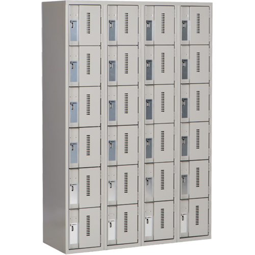 Concorde Heavy-Duty Lockers, 6 -tier, Bank of 4, 48" x 18" x 72", Steel, Grey, Welded (Assembled) Southpoint Industrial Supply