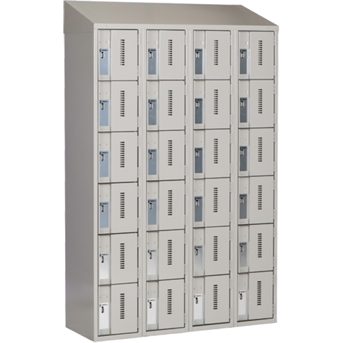 Concorde Heavy-Duty Lockers, 6 -tier, Bank of 4, 48" x 18" x 78", Steel, Grey, Welded (Assembled) Southpoint Industrial Supply