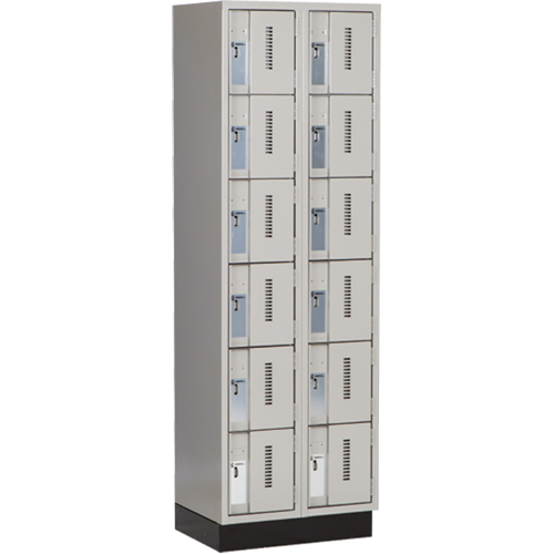 Concorde Heavy-Duty Lockers, 6 -tier, Bank of 2, 24" x 18" x 76", Steel, Grey, Welded (Assembled) Southpoint Industrial Supply