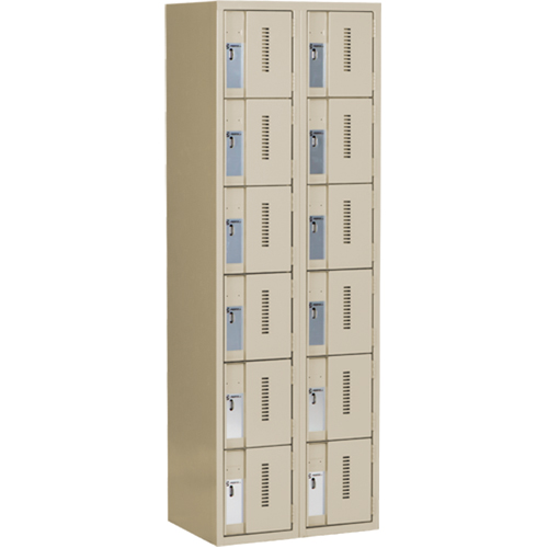 Casiers robustes Concorde, 6 niveaux, Bloc de 2, 24" x 18" x 72", Acier, Beige, Soud&eacute; (assembl&eacute;) Southpoint Industrial Supply