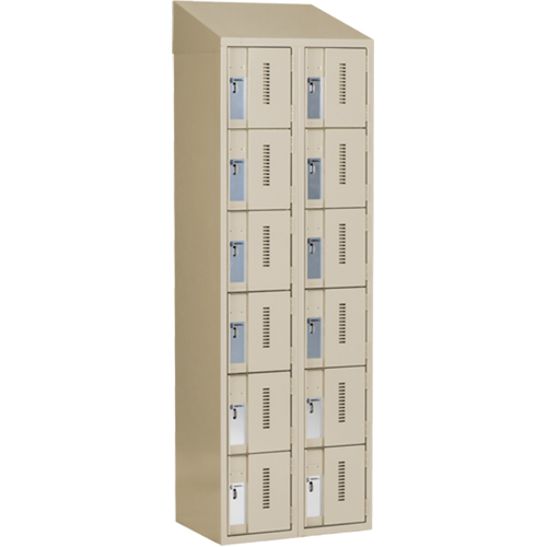 Concorde Heavy-Duty Lockers, 6 -tier, Bank of 2, 24" x 18" x 78", Steel, Beige, Welded (Assembled) Southpoint Industrial Supply