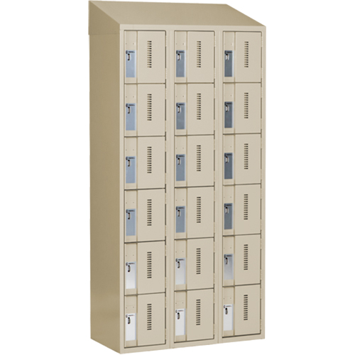 Concorde Heavy-Duty Lockers, 6 -tier, Bank of 3, 36" x 18" x 78", Steel, Beige, Welded (Assembled) Southpoint Industrial Supply