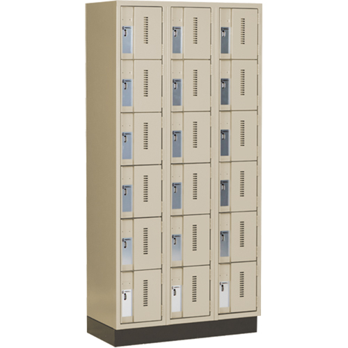 Concorde Heavy-Duty Lockers, 6 -tier, Bank of 3, 36" x 18" x 76", Steel, Beige, Welded (Assembled) Southpoint Industrial Supply