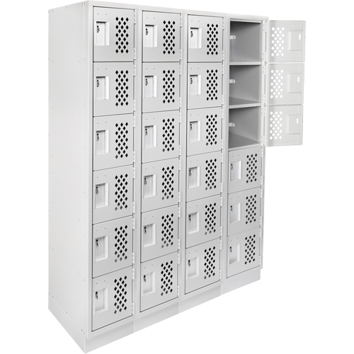 Assembled Clean Line Perforated Economy Lockers, 6 -tier, Bank of 4, 18" x 72" x 12", Steel Southpoint Industrial Supply