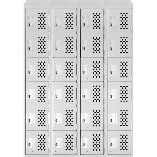 Assembled Clean Line Perforated Economy Lockers, 6 -tier, Bank of 4, 18" x 72" x 12", Steel Southpoint Industrial Supply