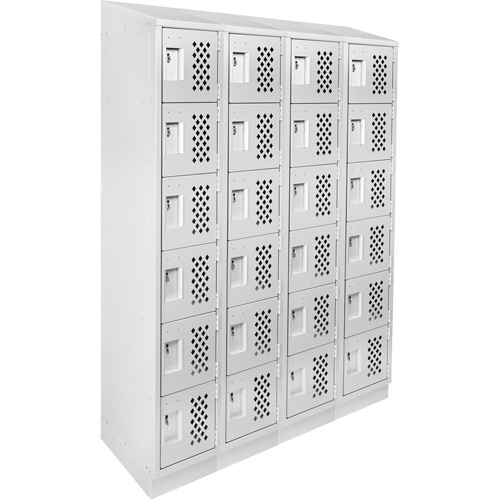Assembled Clean Line Perforated Economy Lockers, 6 -tier, Bank of 4, 18" x 72" x 12", Steel Southpoint Industrial Supply