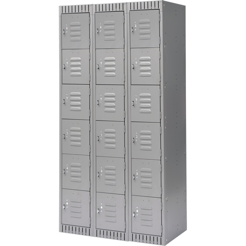 Casiers, 6 niveaux, Bloc de 3, 36" x 18" x 72", Acier, Gris, D&eacute;mont&eacute; Southpoint Industrial Supply
