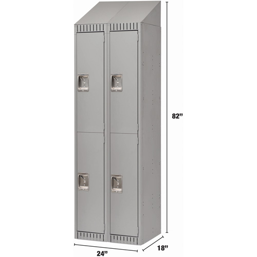 Casiers, 2 niveaux, Bloc de 2, 24" x 18" x 82", Acier, Gris, D&eacute;mont&eacute; Southpoint Industrial Supply