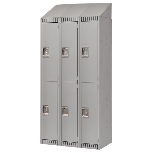 Casiers, 2 niveaux, Bloc de 3, 36" x 18" x 82", Acier, Gris, D&eacute;mont&eacute; Southpoint Industrial Supply