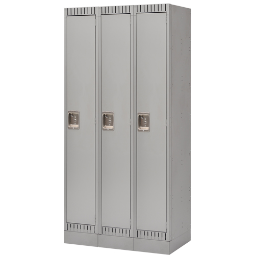 Lockers, Bank of 3, 36" x 18" x 76", Steel, Grey, Knocked Down Southpoint Industrial Supply