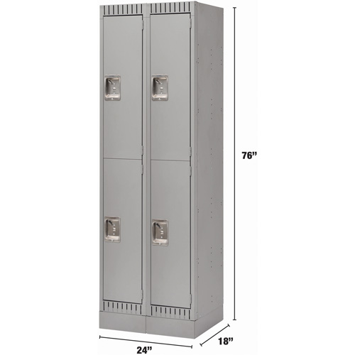 Casiers, 2 niveaux, Bloc de 2, 24" x 18" x 76", Acier, Gris, D&eacute;mont&eacute; Southpoint Industrial Supply