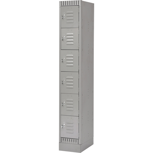 Lockers, 6 -tier, 12" x 18" x 76", Steel, Grey, Knocked Down Southpoint Industrial Supply