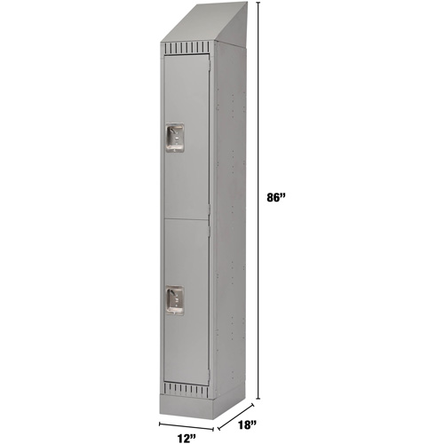 Lockers, 2 -tier, 12" x 18" x 86", Steel, Grey, Knocked Down Southpoint Industrial Supply