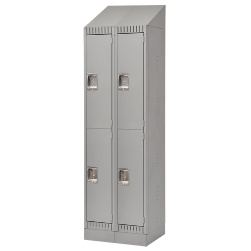 Lockers, 2 -tier, Bank of 2, 24" x 18" x 86", Steel, Grey, Knocked Down Southpoint Industrial Supply