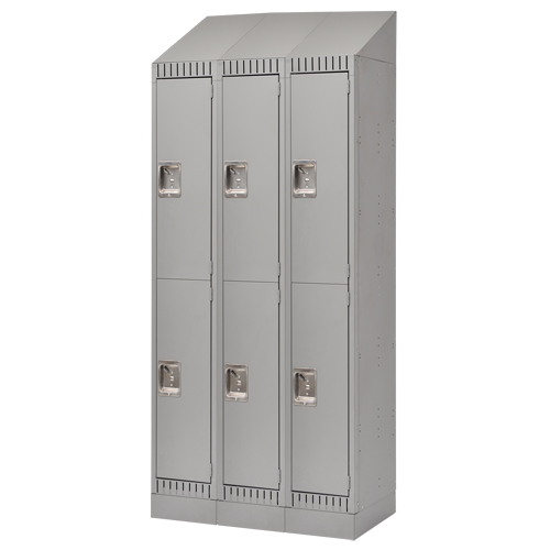 Lockers, 2 -tier, Bank of 3, 36" x 18" x 86", Steel, Grey, Knocked Down Southpoint Industrial Supply