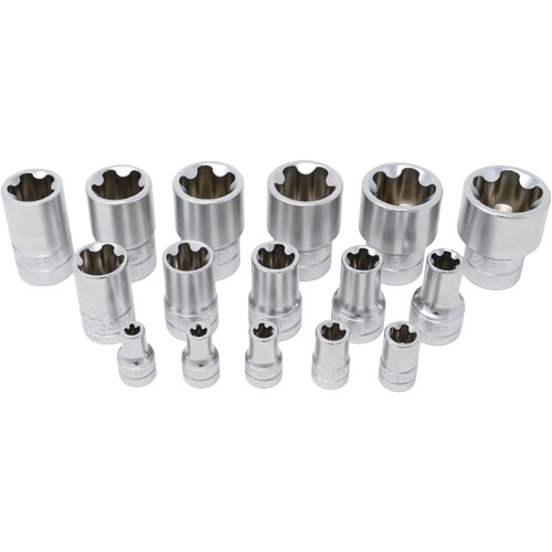 Jeu de douilles TORX EPR &agrave; 5 pans, 16 Morceaux, Prise de 1/2"/1/4"/3/8" Southpoint Industrial Supply