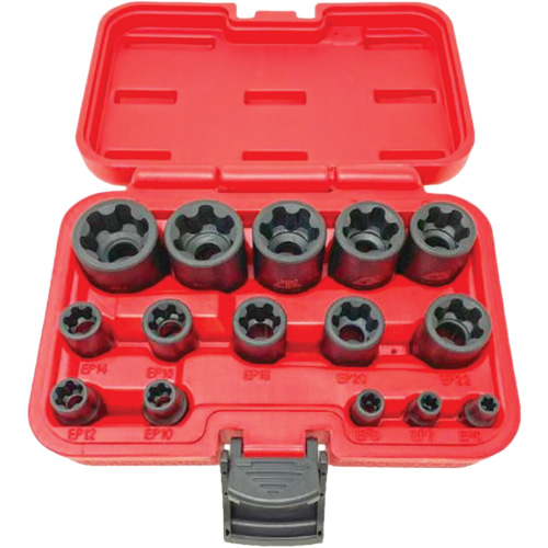 EP "Star" Plus Socket Set, 15 Pieces, 1/4"/3/8"/1/2" Drive Size Southpoint Industrial Supply