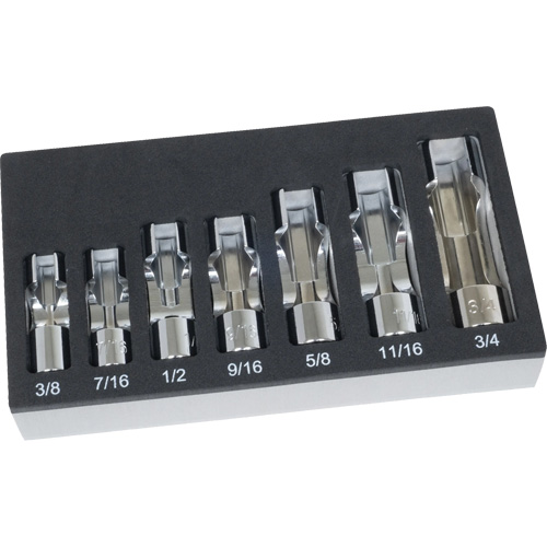 SAE Flare Nut Socket Set with Foam Tray, 7 Pieces, 3/8" Drive Size Southpoint Industrial Supply