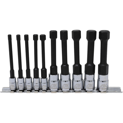 Metric Hex Socket Bit Set with Reduced Shank, 10 Pieces, 1/4"/3/8" Drive Size Southpoint Industrial Supply