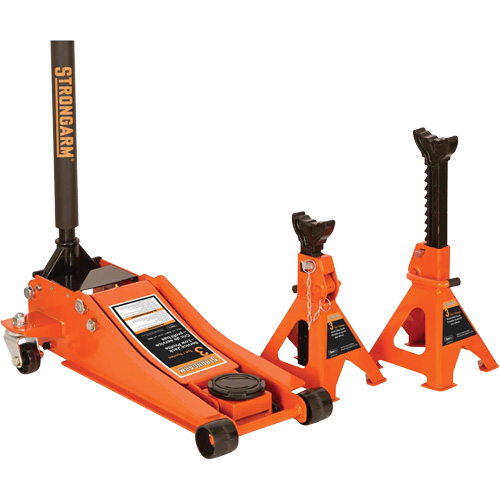 Low Profile Service Jack with Safety Stands, 3 Ton(s) Capacity, 2-19/20" Lowered, 19-9/10" Raised, Manual Hydraulic Southpoint Industrial Supply