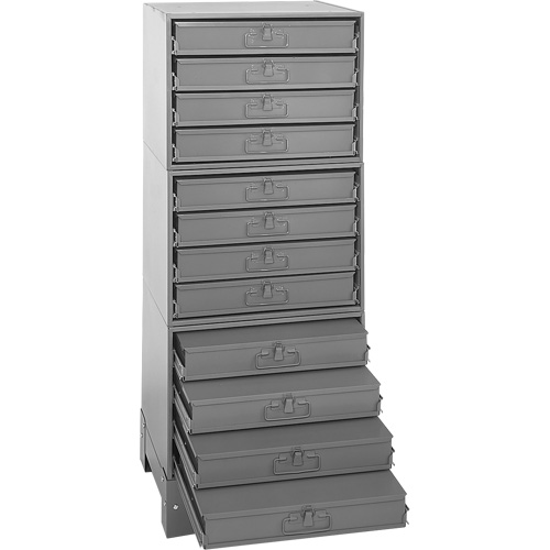 Modular Compartment Drawer Box Rack, Steel, 12 Drawers, 20-3/8" x 16" x 60-1/8", Grey Southpoint Industrial Supply