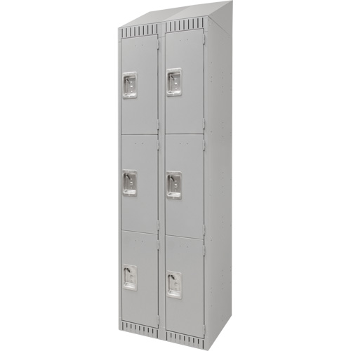 Lockers, 3 -tier, Bank of 2, 24" x 18" x 82", Steel, Grey, Knocked Down Southpoint Industrial Supply