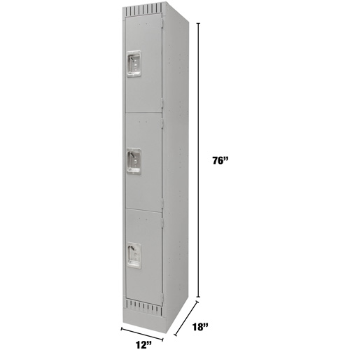 Casiers, 3 niveaux, 12" x 18" x 76", Acier, Gris, D&eacute;mont&eacute; Southpoint Industrial Supply