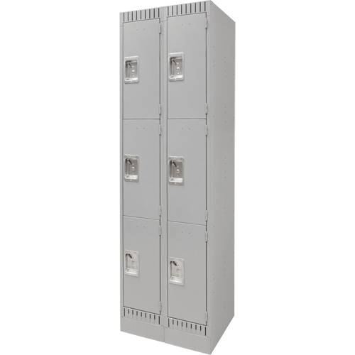Lockers, 3 -tier, Bank of 2, 24" x 18" x 76", Steel, Grey, Knocked Down Southpoint Industrial Supply