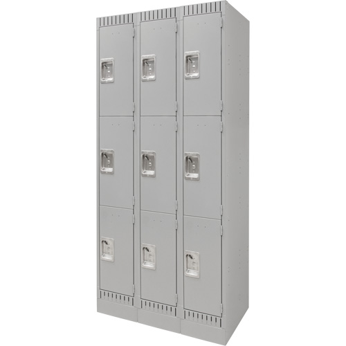 Casiers, 3 niveaux, Bloc de 3, 36" x 18" x 76", Acier, Gris, D&eacute;mont&eacute; Southpoint Industrial Supply