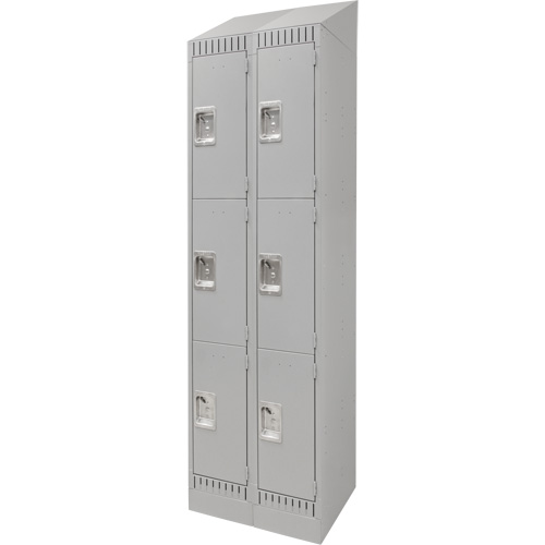 Lockers, 3 -tier, Bank of 2, 24" x 18" x 86", Steel, Grey, Knocked Down Southpoint Industrial Supply