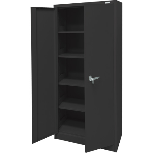 Storage Cabinet, Steel, 4 Shelves, 66" H x 30" W x 15" D, Black Southpoint Industrial Supply