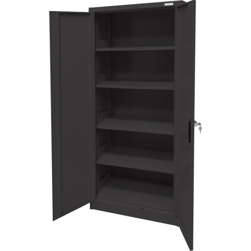 Storage Cabinet, Steel, 4 Shelves, 66" H x 30" W x 15" D, Black Southpoint Industrial Supply