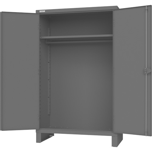 Cabinet with Hanging Bar & Standard Recessed Doors, Steel, 78" H x 48" W x 24" D, Grey Southpoint Industrial Supply