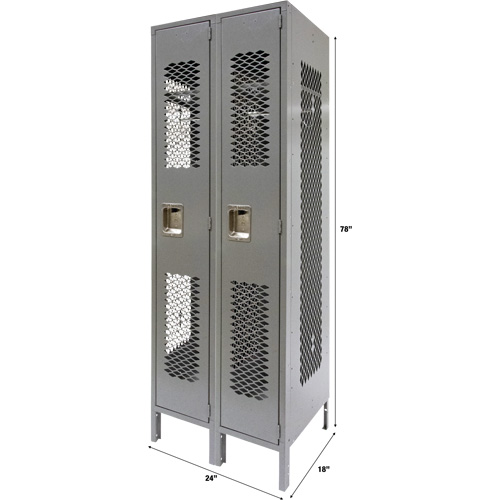Casiers ventil&eacute;s, Bloc de 2, 24" x 18" x 78", Acier, Gris, D&eacute;mont&eacute;, Perfor&eacute; Southpoint Industrial Supply