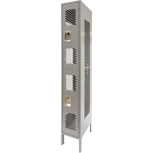 Vented Lockers, 2 -tier, 12" x 18" x 78", Steel, Grey, Knocked Down, Perforated Southpoint Industrial Supply
