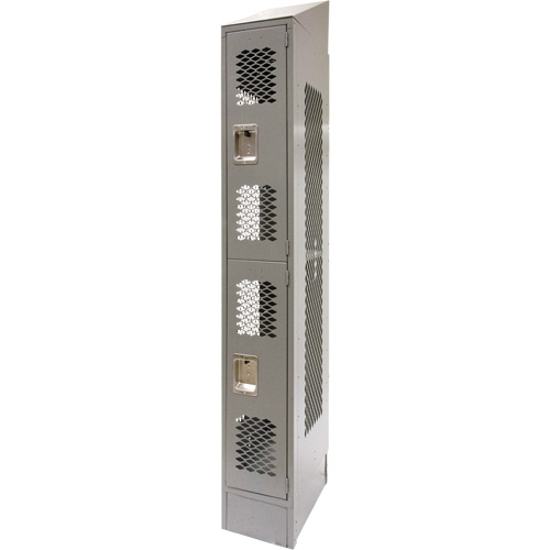 Casiers ventil&eacute;s, 2 niveaux, 12" x 18" x 88", Acier, Gris, D&eacute;mont&eacute;, Perfor&eacute; Southpoint Industrial Supply