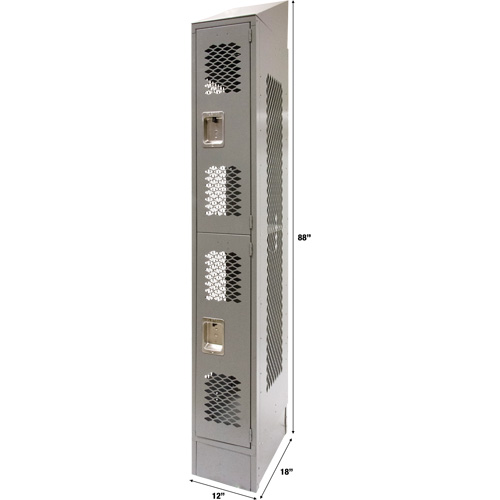 Casiers ventil&eacute;s, 2 niveaux, 12" x 18" x 88", Acier, Gris, D&eacute;mont&eacute;, Perfor&eacute; Southpoint Industrial Supply