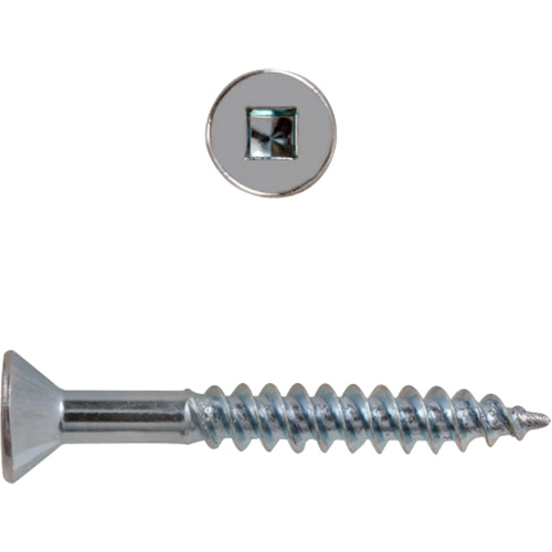 Flat Head Square Drive Wood Screws, #8 x 2-1/2" L, Zinc Plated Southpoint Industrial Supply