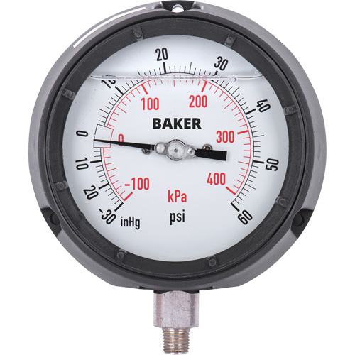 Manom&egrave;tre,  4-1/2", 30"-0-60 psi, Fixation inf&eacute;rieure, Analogique rempli de liquide Southpoint Industrial Supply