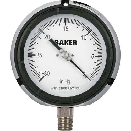 Pressure Gauge, 4-1/2" , 30" 0 Hg Vac., Bottom Mount, Liquid Filled Analogue Southpoint Industrial Supply