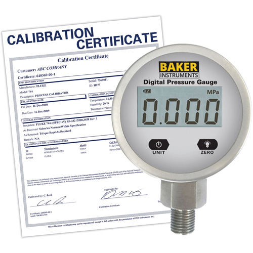 B5000 Series Pressure Gauge with ISO Certificate, 2-1/2" , 0 - 30 psi/0 - 831 in. w.c./0-206.8 kPa, Bottom Mount, Digital Southpoint Industrial Supply