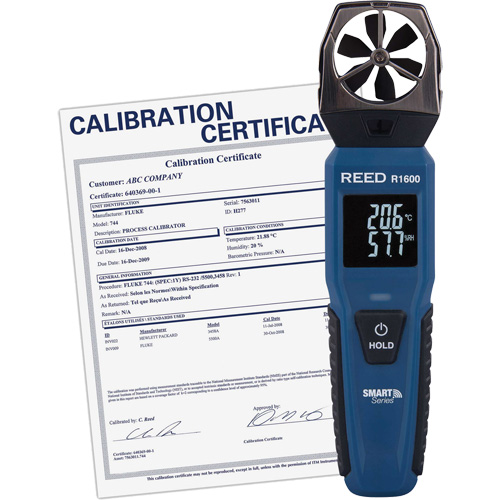 An&eacute;mom&egrave;tre &agrave; h&eacute;lices Bluetooth Smart avec certificat ISO, Enregistrement des donn&eacute;es, Gamme de v&eacute;locit&eacute; d'air de 0,6 - 25 m/sec/118 - 4921 pi/min/2,1 - 90 km/h/1,3 - 55,9 mi/h Southpoint Industrial Supply