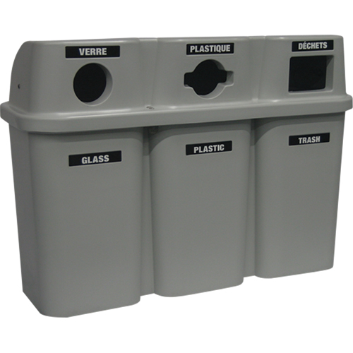 Contenants de recyclage Bullseye, Bord de rue, Plastique, 3 x 22 gal. US Southpoint Industrial Supply