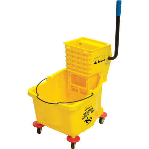 Seau et essoreuse pour vadrouille, Pression lat&eacute;rale, 9,5 gal. US (38 pintes), Jaune Southpoint Industrial Supply