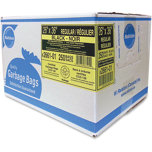 Industrial Garbage Bags, Regular, 36" W x 26" L, 0.65 mils, Black Southpoint Industrial Supply