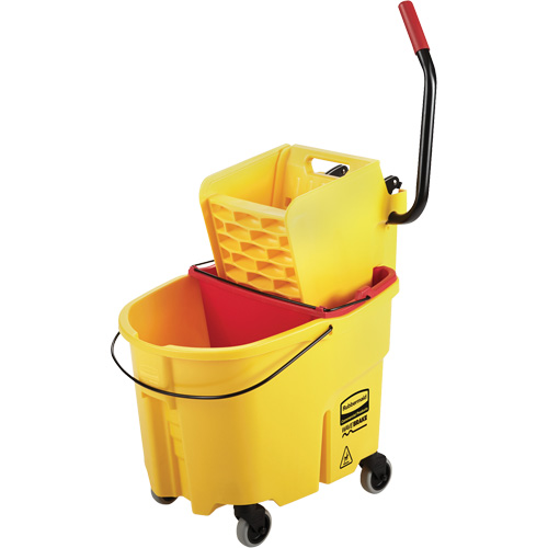 Ensemble de seau pour vadrouille et essoreuse WaveBrake, Pression lat&eacute;rale, 8,75 gal. US (35 pintes), Jaune Southpoint Industrial Supply